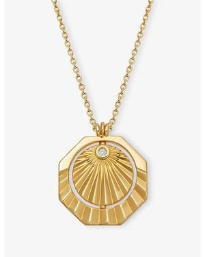 Astley Clarke Celestial Sunrise Spinner Locket 18Ct- Vermeil Plated 925 Sterling And Sapphire Necklace - Metallic