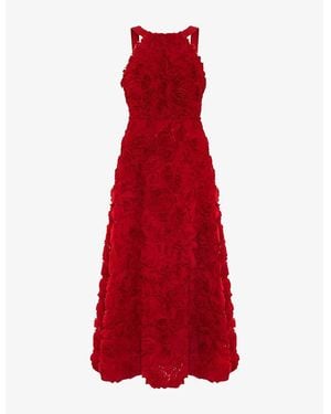 Phase Eight Angeline Rose-Texture Sleeveless Woven Midaxi Dress - Red