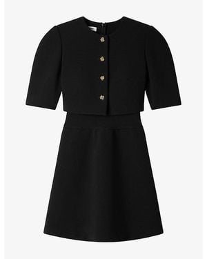 Sandro Buttoned Two-In-One Woven Mini Dress - Black