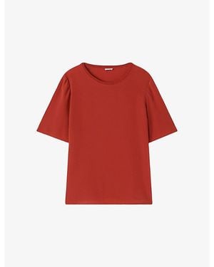 JOSEPH Rubin Short-Sleeved Silk Top - Red