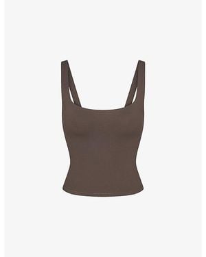 NikeSKIMS Matte Square-Neck Jersey Tank Top - Brown