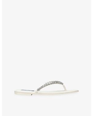Steve Madden Kustom 002 Embellished Woven Sandals - White