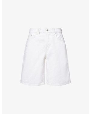 Free People Montana Long-Line Denim Shorts - White
