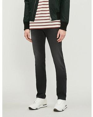 7 For All Mankind Black Cotton Slimmy Luxe Performance Plus Slim-fit Jeans