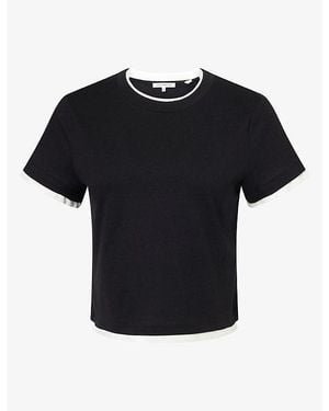 GOOD AMERICAN The Layered Crew-Neck Cotton T-Shirt - Black