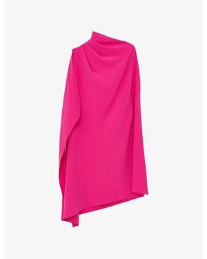 Reiss Ellery One-Shoulder Draped Woven Mini Dress - Pink