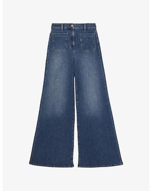 Reiss Bella Wide-Leg Stretch-Denim Jeans - Blue