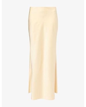 Mona Alshebil Fitted Satin Maxi Skirt - Natural