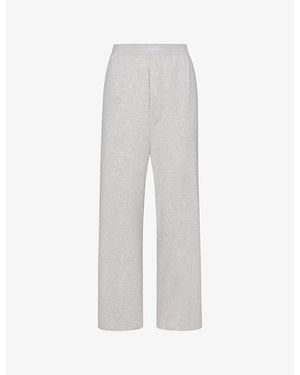 Skims Light Heather Boyfriend Relaxed-Fit Stretch-Woven Trousers - White