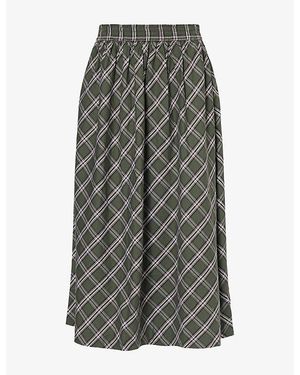 Skall Studio Dagny Checked Voluminous Cotton Maxi Skirt - Gray