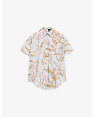 Loewe X Paula's Ibiza Floral-Print Short-Sleeve Cotton-Poplin Shirt - White