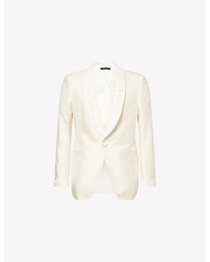 Tom Ford Textured Shawl-Lapels Woven Blazer - White