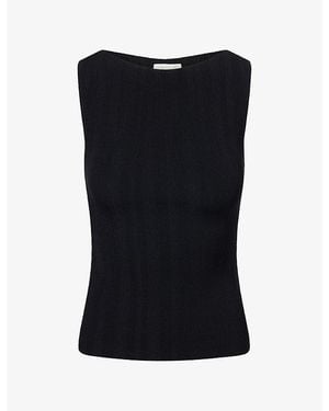 Dissh Dove Ribbed Jersey Tank Top - Black