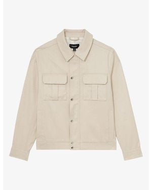 Reiss Americas Patch-Pocket Cotton-Blend Bomber Jacket - Natural