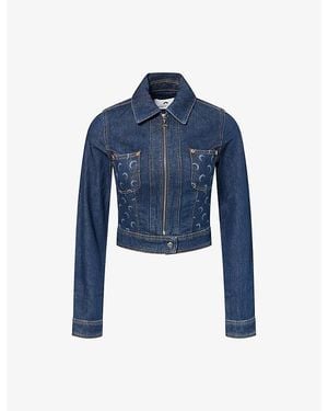 Marine Serre Denim Logo-Print Denim Trucker Jacket - Blue