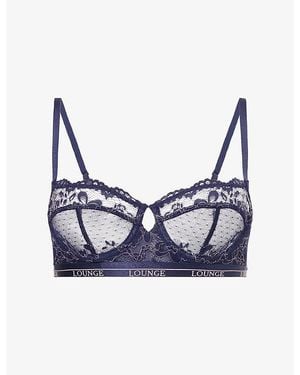 Lounge Underwear Blossom Lace Balcony Bra - Blue