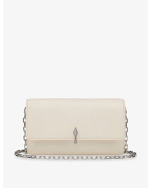 Christian Louboutin Bettina Metallic Leather Wallet-On-Chain - Natural
