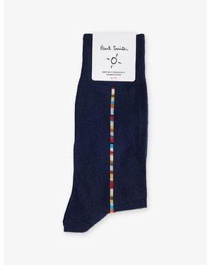 Paul Smith Vittore Striped Stretch Cotton-Blend Socks - Blue