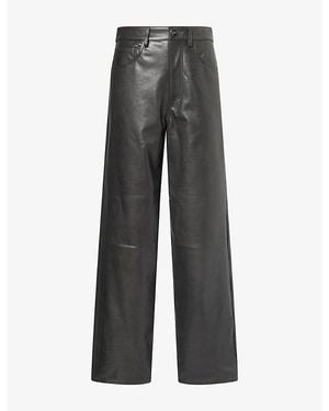 RÓHE Frames Bruun Wide-Leg Leather Trousers - Grey
