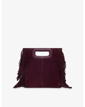 Maje M Fringed Suede Handbag - Purple