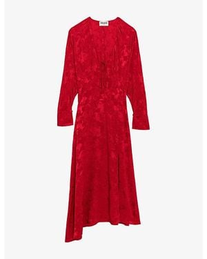 Zadig & Voltaire Rouna Jacquard-Print Silk Midi Dress - Red
