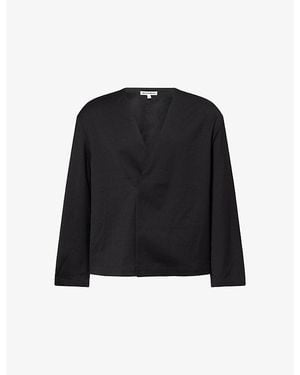 The Couture Club V-Neck Boxy-Cut Woven Shirt - Black