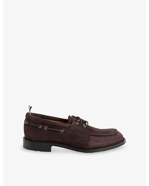 Thom Browne Padded Suede Boat Shoes - Brown