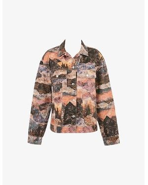 Mistress Rocks Thoughts Graphic-Print Relaxed-Fit Denim Jacket - Pink