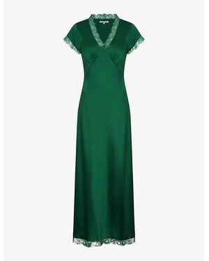 OMNES Woolf Lace-Trim Recycled-Polyester Satin Maxi Dress - Green