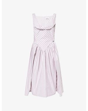 Vivienne Westwood Sunday Stripe Cotton Midi Dress - Purple