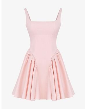 House Of Cb Florianne Bow-Embellished Cotton And Lyocell Mini Dress - Pink