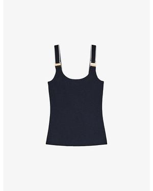 Reiss Vinnie Hardware-Embellished Stretch-Cotton Vest - Blue