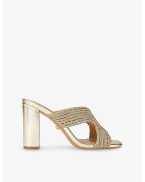 Carvela Kurt Geiger Paparazzi Embellished Faux-Leather Heel Sandals - Metallic