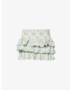Gracejacob Dahlia Ruffled Woven Mini Skirt - White