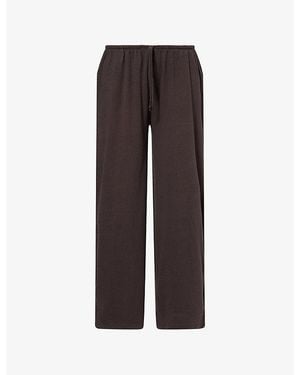 ADANOLA Slub Lounge Cotton Pants - Brown
