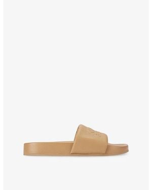 Kurt Geiger Stacked Faux-Leather Slides - Natural