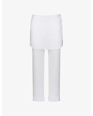 House Of Cb Leona Sateen Trousers With Over-Skirt - White