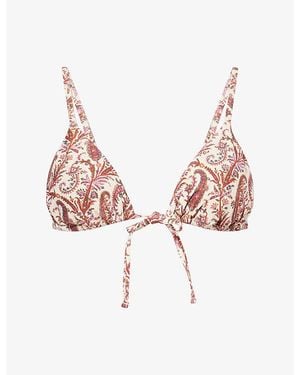 PAIGE Cameron Tie-Front Triangle Bikini Top - Pink