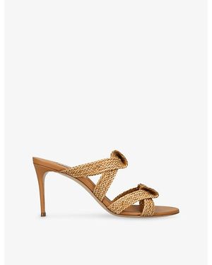 Casadei Mariposa 80 Leather And Woven Heeled Mules - Metallic