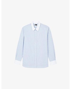The Kooples Striped Relaxed-Fit Cotton Shirt - Blue