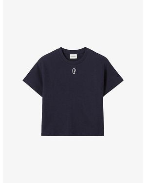 Claudie Pierlot Brand-Embroidered Short-Sleeved Cotton-Jersey T-Shirt - Blue