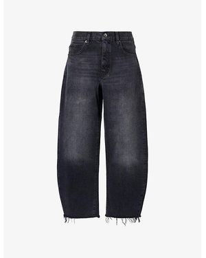 FRAME Bubble Barrel-Leg Cropped Denim Jeans - Blue