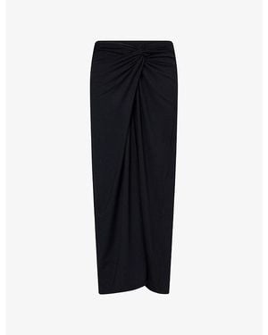ME+EM Knotted Mid-Rise Cotton-Jersey Maxi Skirt - Black