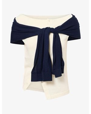 JW Anderson Off-The-Shoulder Wool Tank Top - Blue