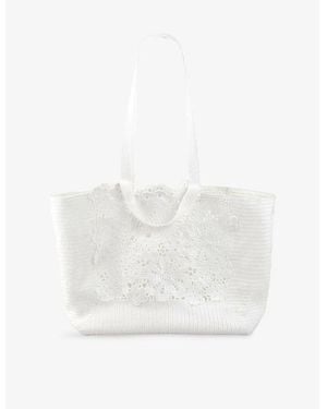 Sandro Crochet Woven Tote Bag - White
