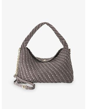 Dune Deliberate Large Woven Faux-Leather Shoulder Bag - Gray