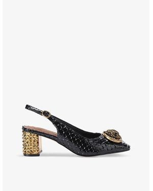 Kurt Geiger Chelsea Block-Heel Faux-Leather Slingbacks - Black