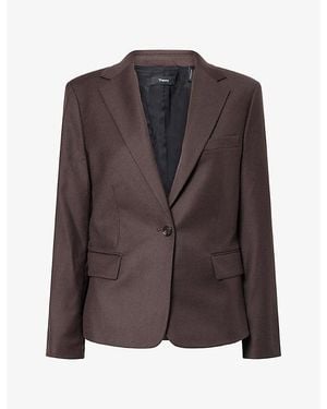 Theory The Slim Single-Breasted Wool Jacket - Brown