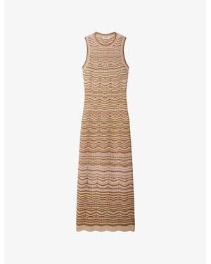 Sandro Sleeveless Slim-Fit Knitted Midi Dress - Natural