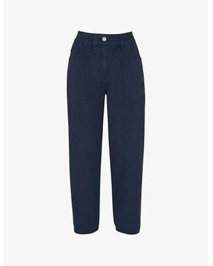 Whistles Tessa Cropped Mid-Rise Cotton Pants - Blue